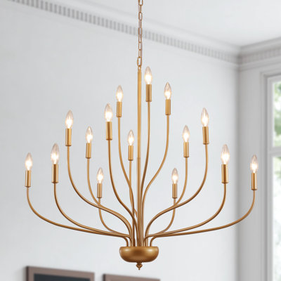 15 - Light 3 Tier Dimmable Large Classic / Traditional Candle Style Chandelier