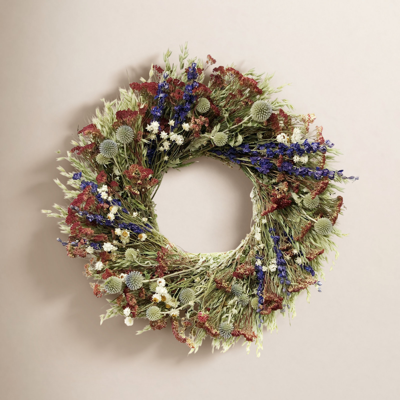 Great Meadows Handcrafted Dried Mixed Assortment Wreath, 30" H x 30" W x 6" D