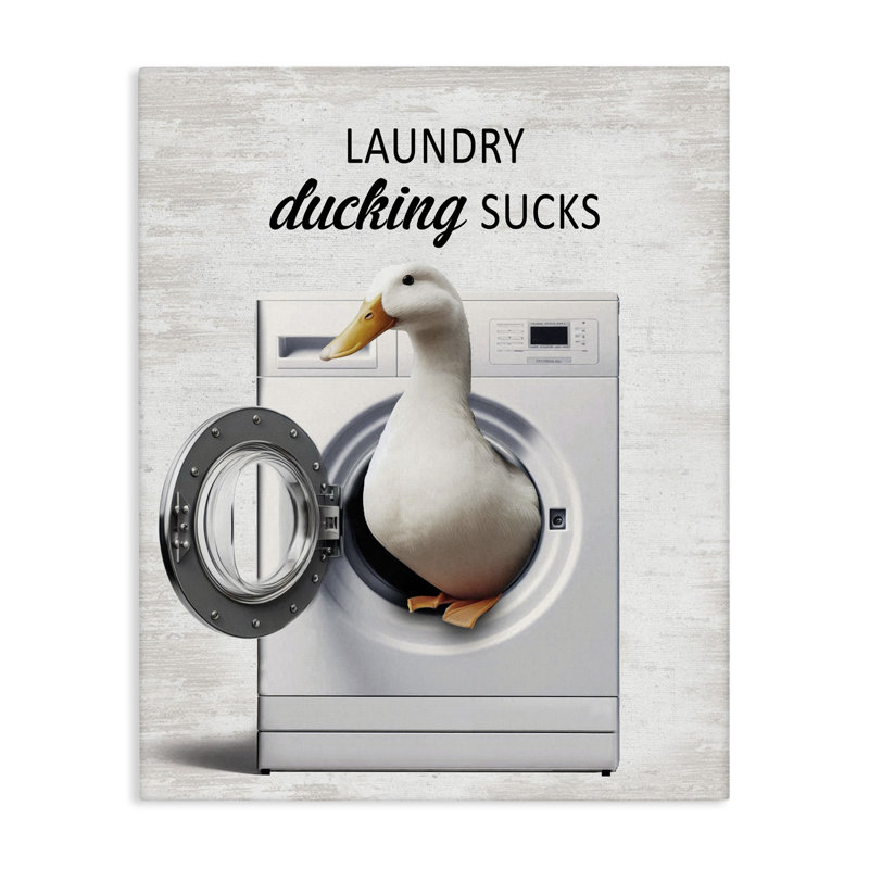 Drôle de lessive et toile de canard, design par lettré et doublé, H 48 po x l 36 po