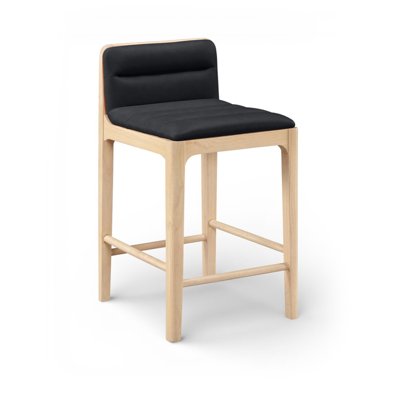 Tabouret de comptoir Ellis Ariah, Natural, Black Vegan Leather