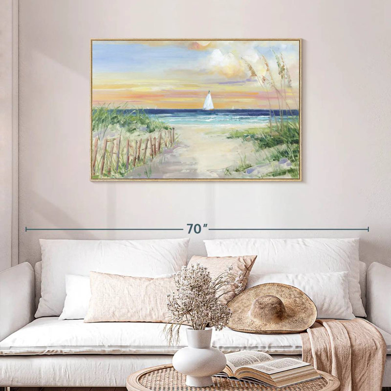 Set Sail II, Floating Frame Natural Wood, 43" X 29"