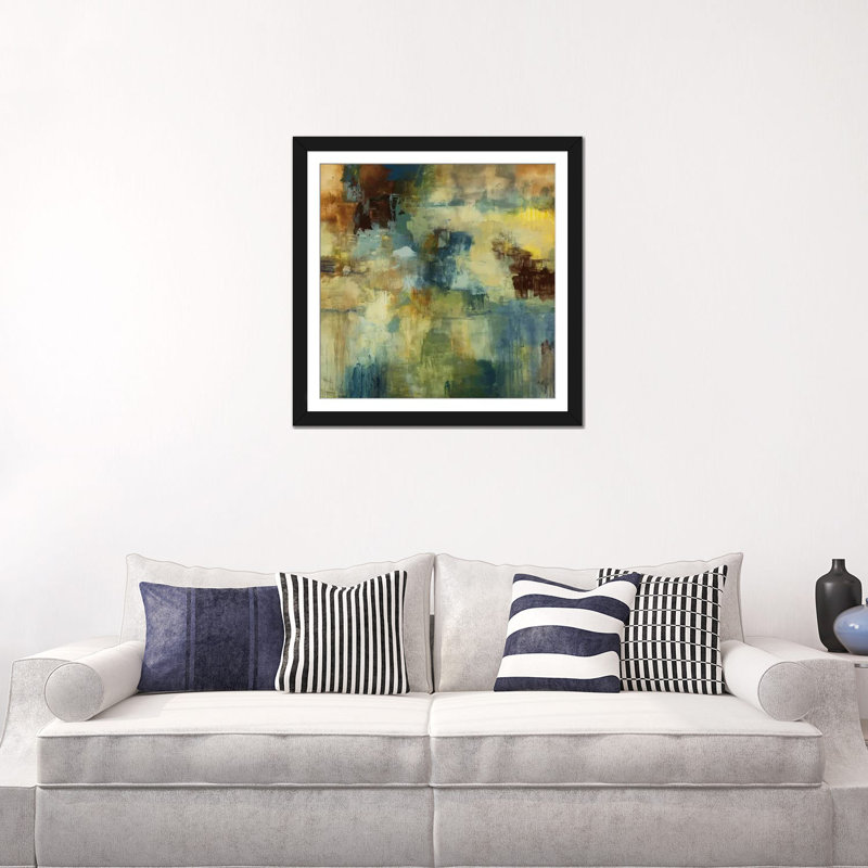« horizoner ii », impression sur toile, H 16 po x l 16 po x P 1 po, Papier d'art encadré noir, Blanc