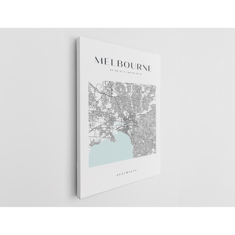 Melbourne Map Print Australia Canvas Print, 45" H x 30" W