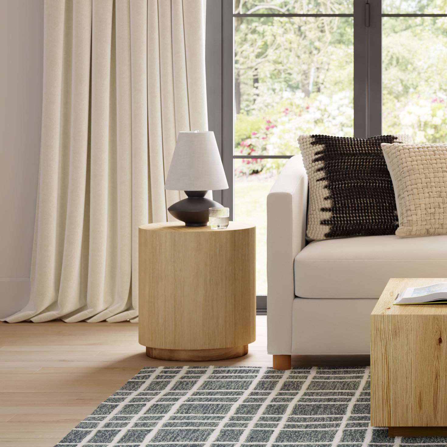 Taryn 20" Drum End Table, Natural