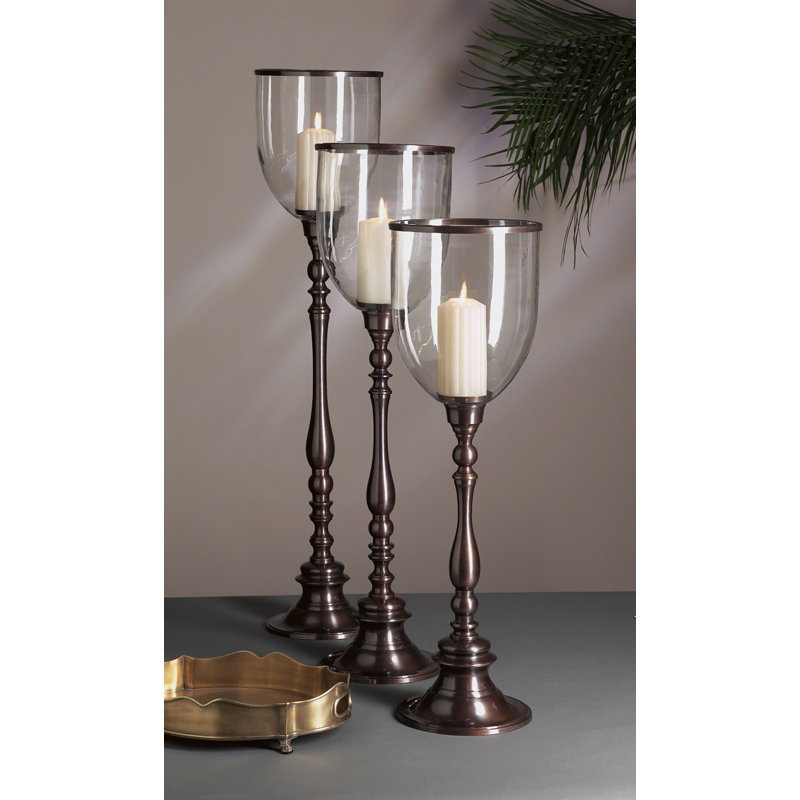 Base d’ouragan en laiton/verre base step, Moyen
