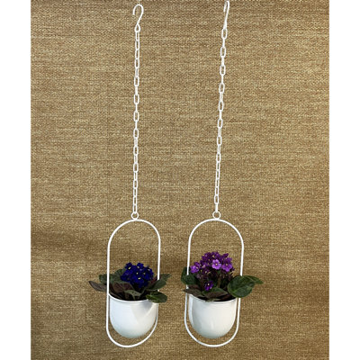 Ensemble de pots à fleurs suspendus en métal 2 pièces Zikomo