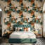 Papier peint vert discret Mid Century-130031280