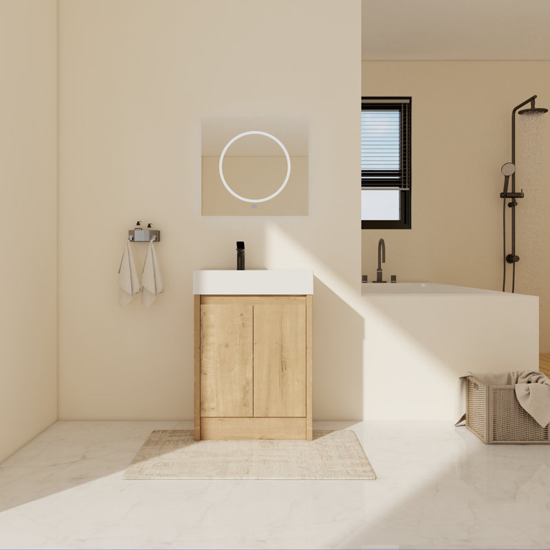 Meuble-lavabo sur pied simple 23,63 po Edinburg avec plateau en résine Edinburg