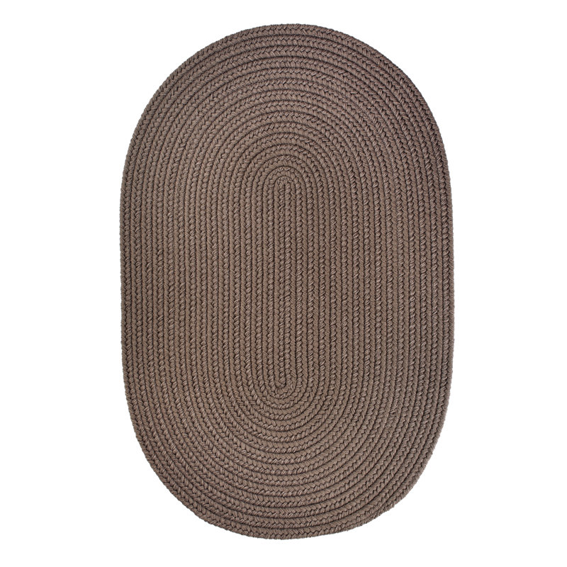 Tapis taupe tressé à la main Smyth, Ovale 10 pi x 13 pi