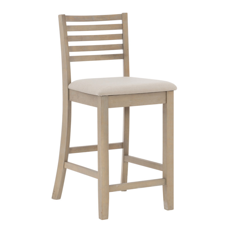 Clarke Solid Wood Counter & Bar Stool, Counter Stool (24" Seat Height), Polyester - Graywash