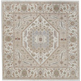 Hand-Knotted High-Quality Rose and Ivory Area Rug