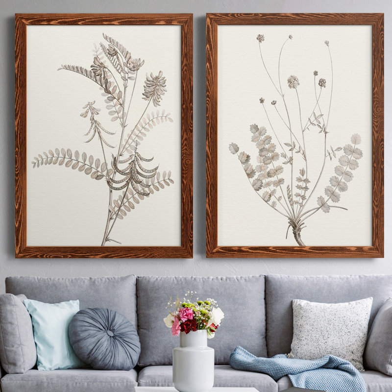 «Neutral Botanical Study VIIP», reproduction d'art encadrée - prête à être accrochée, H 43,5 po x l 31,5 po x P 1 po
