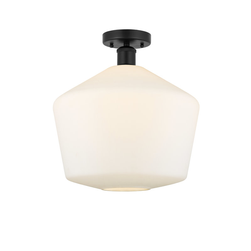 Plafonnier semi-encastré en verre Amylea, Noir mat, Blanc mat