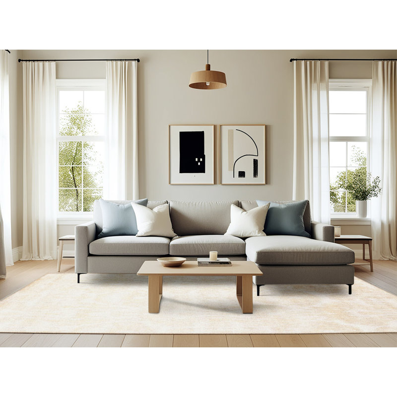 Tapis contemporain crème / beige, Rectangle 6 pi x 9 pi