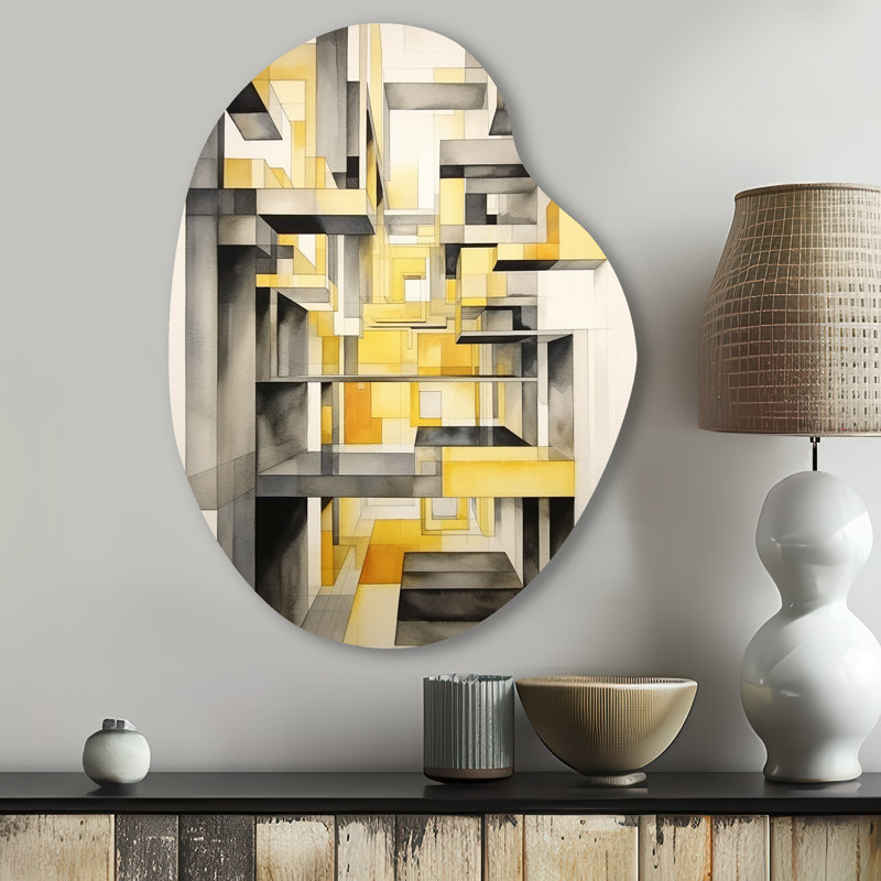 Clela - formes abstraites, art mural en métal asymétrique, reproduction d'art en métal de forme irrégulière jaune