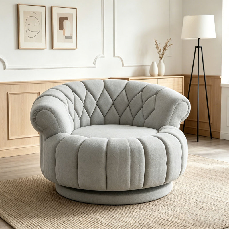 Fauteuil d'appoint pivotant, Chenille gris