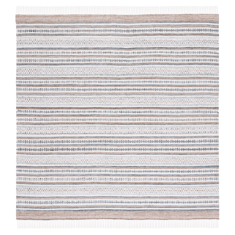 Airell Flat Weave Performance Striped Rug, Square 7'