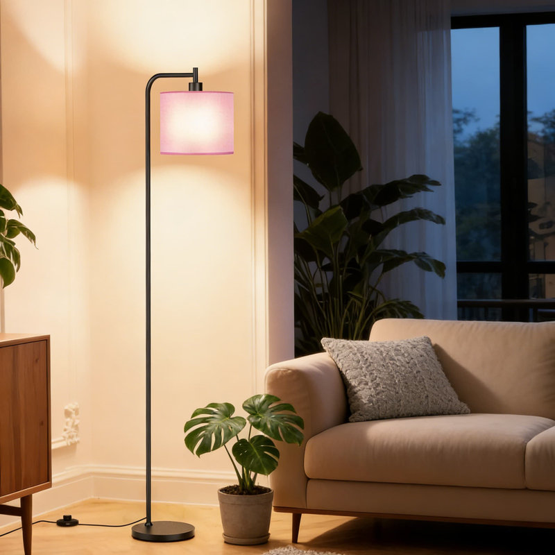 Modern Floor Lamp With Remote Control, Dimmable Standing Lamp With 3 Color Temperatures, Linen Shade Corner Lamp For Living Room, Bedroom, And Office With Included LED Bulb