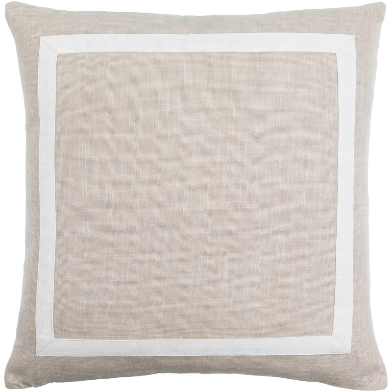Cotton Throw Pillow, 22" x 22", Pillow Cover Only - No Insert, Beige / Ivory