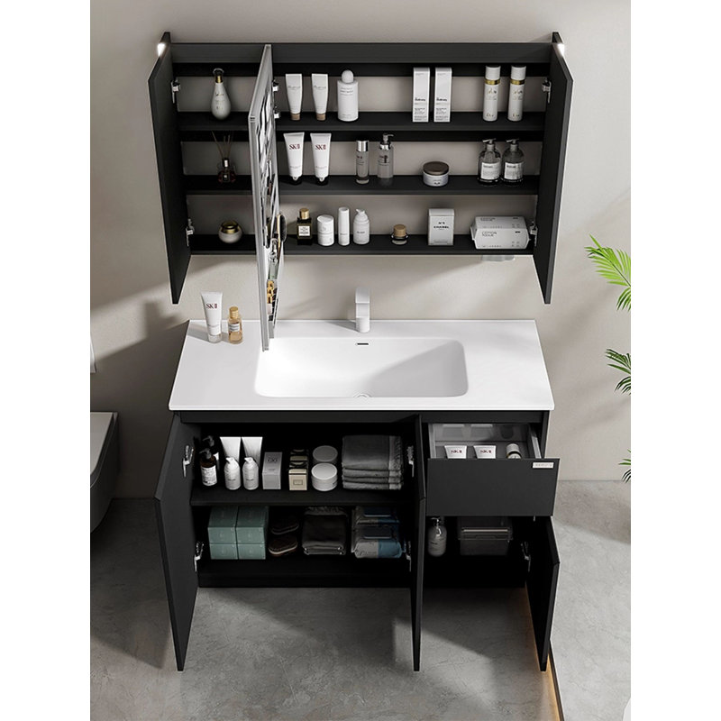 Meuble-lavabo italien minimaliste avec base en acier inoxydable et aluminium nid d'abeille