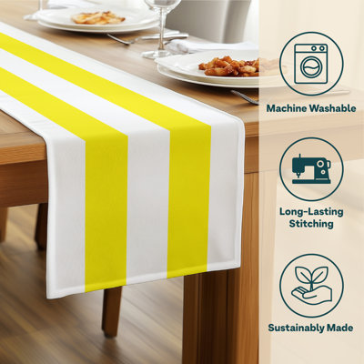Yellow Striped Table Runner 108" x 14"