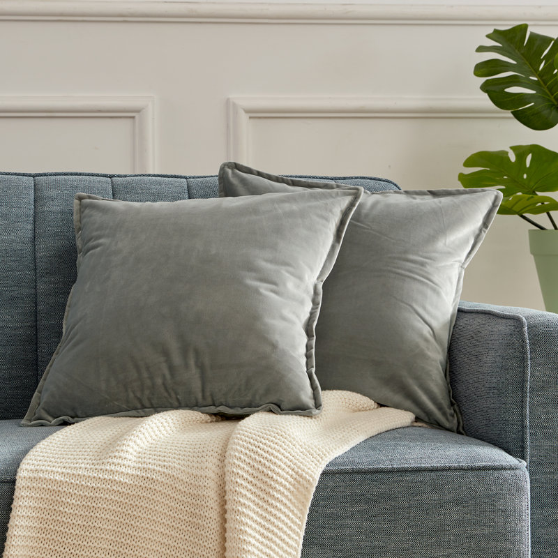 Housse de coussin carré en velours, Gris