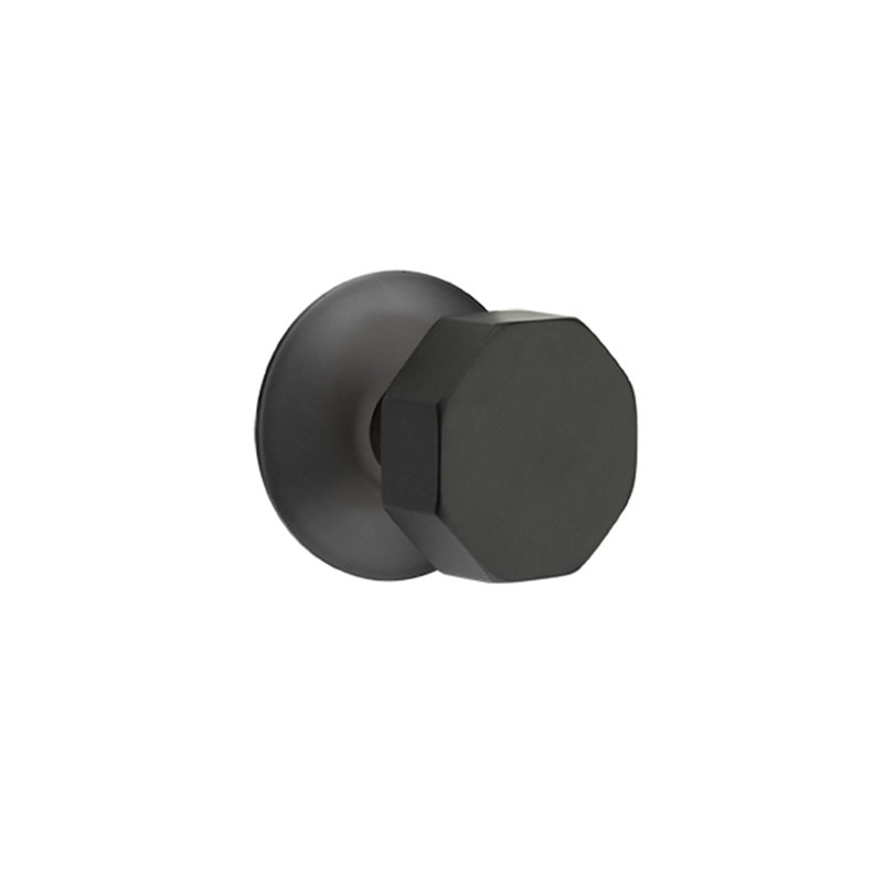 Ensemble de faux boutons Emtek avec rosette moderne et bouton octogonal, Dos plat