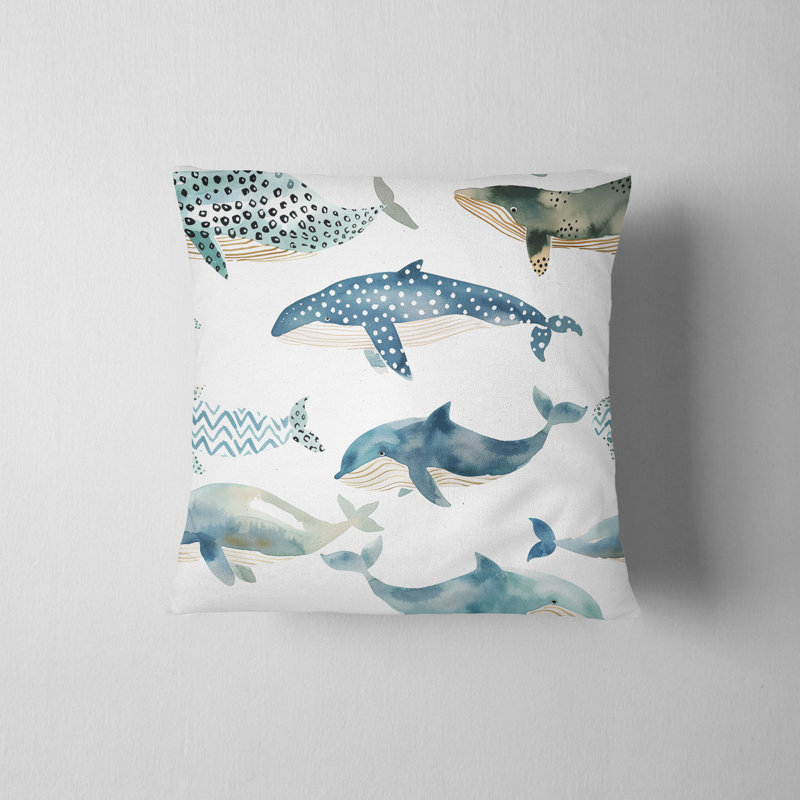 Housse de coussin Whales Seafoam Soiree, H 20 po x l 20 po