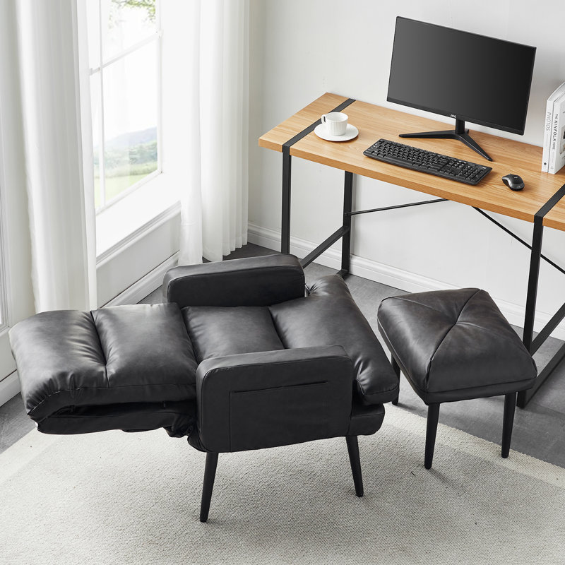 Abdirizak Faux Leather Accent Chair, Grey