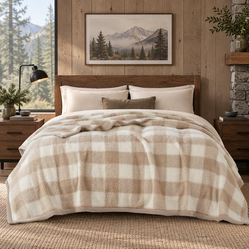 Couverture Burberry Cozy Soft Berber, Double/grand, Bleu marine
