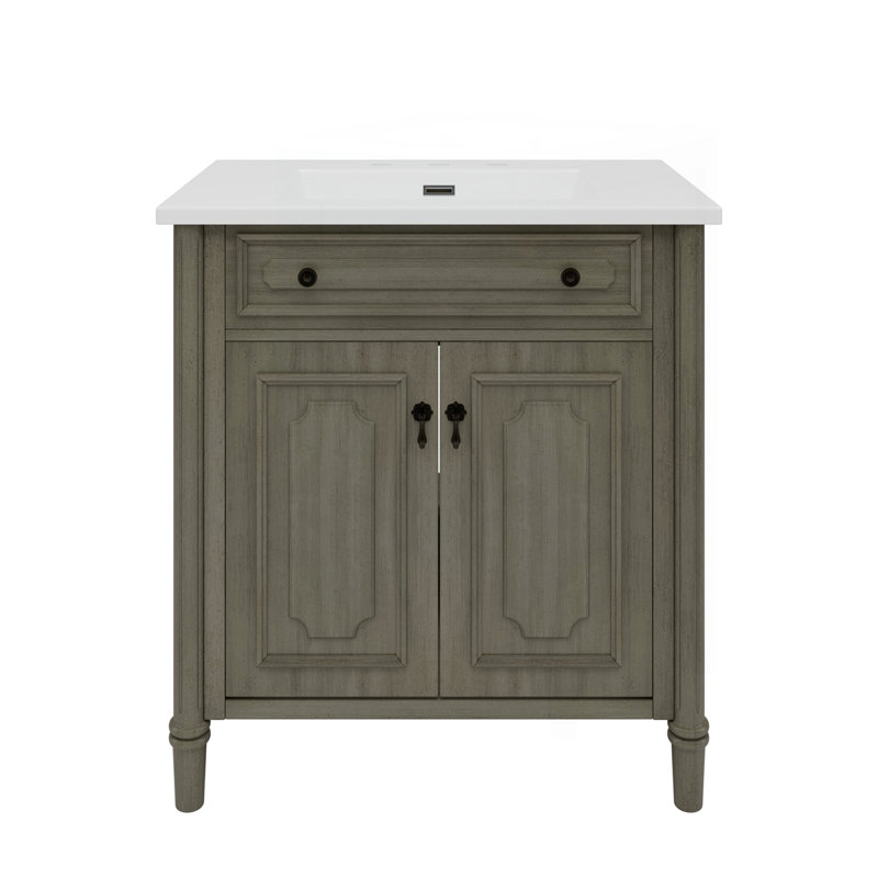 Meuble-lavabo 31 po avec lavabo, Gris antique
