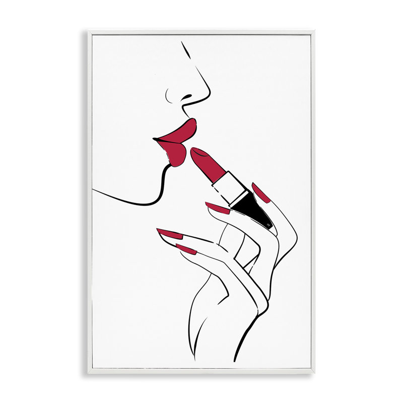 Giclée rouge sur les lèvres, art de Martina Pavlova, Giclée encadrée blanc bord de mer, H 24 po x l 16 po