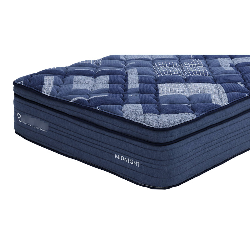 Matelas compressé et très grand 14 po avec housse super douce bleue, unité de poche, couches de mousse à mémoire de forme, mousse roulée, couches