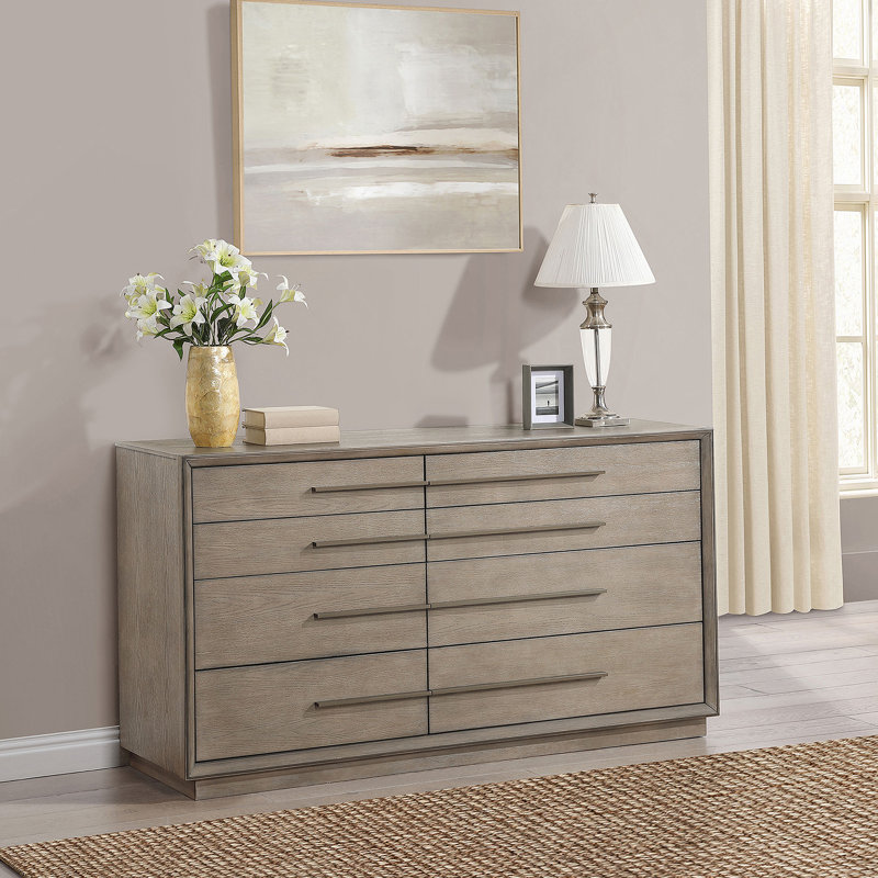 Commode 8 tiroirs Oak, Taupe