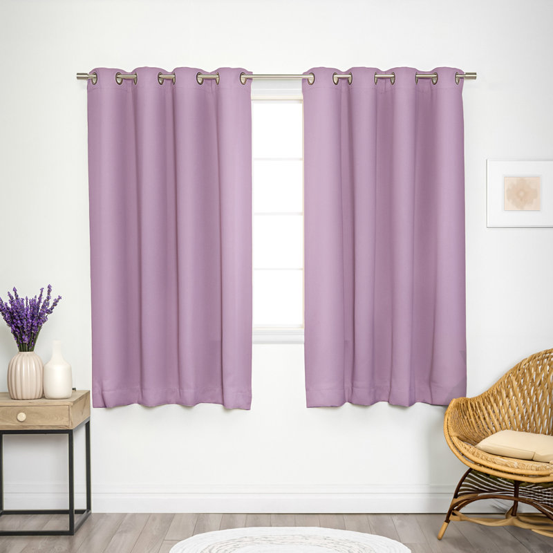 Adina Sevan Solid Thermal Grommet Curtain Panels, 52"W x 63"L, Lavender