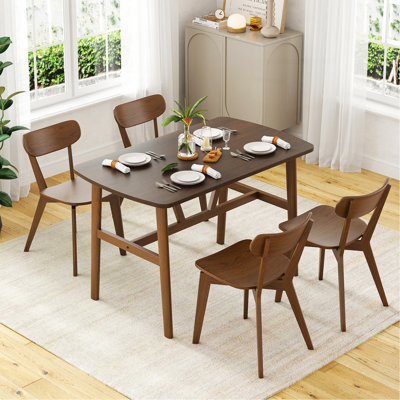 Table de salle à manger pour 4 à 6 personnes, table de cuisine rectangulaire en bois, table de salle à manger moderne avec structure en métal robuste pour la salle à manger, cuisine, 47,2 pouces, noyer foncé