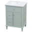 Meuble-lavabo 24 po avec lavabo, meuble-lavabo avec un tiroir rabattable et deux tiroirs, tablette réglable, bois et panneau de fibres à densité moyenne, vert