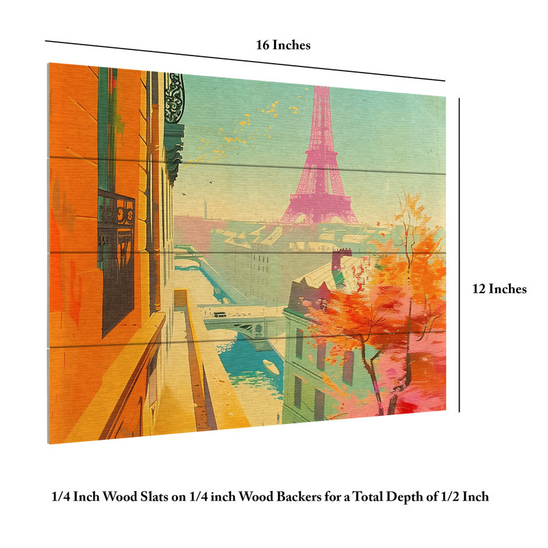Sasha Paris Colours I Wood Slat Art, H 12 po x l 16 po