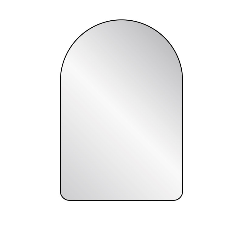 Arched Wall Mirror with Metal Frame, Black