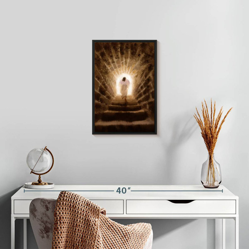 Résurgence du Christ, 13 po x 19 po, Cadre flottant noir