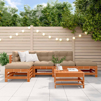  Garden Lounge Set 5 Pcs Solid Pine Wood Outdoor Furniture Backyard Home