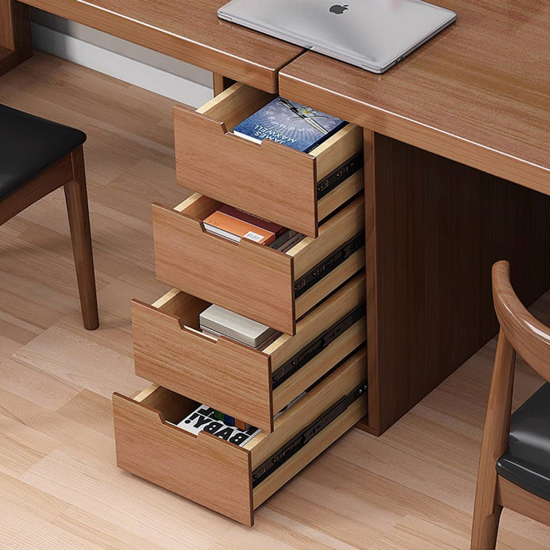 Bureau rectangulaire en bois massif brun noisette avec 4 tiroirs, H 29,53 po x l 78,74 po x P 23,62 po