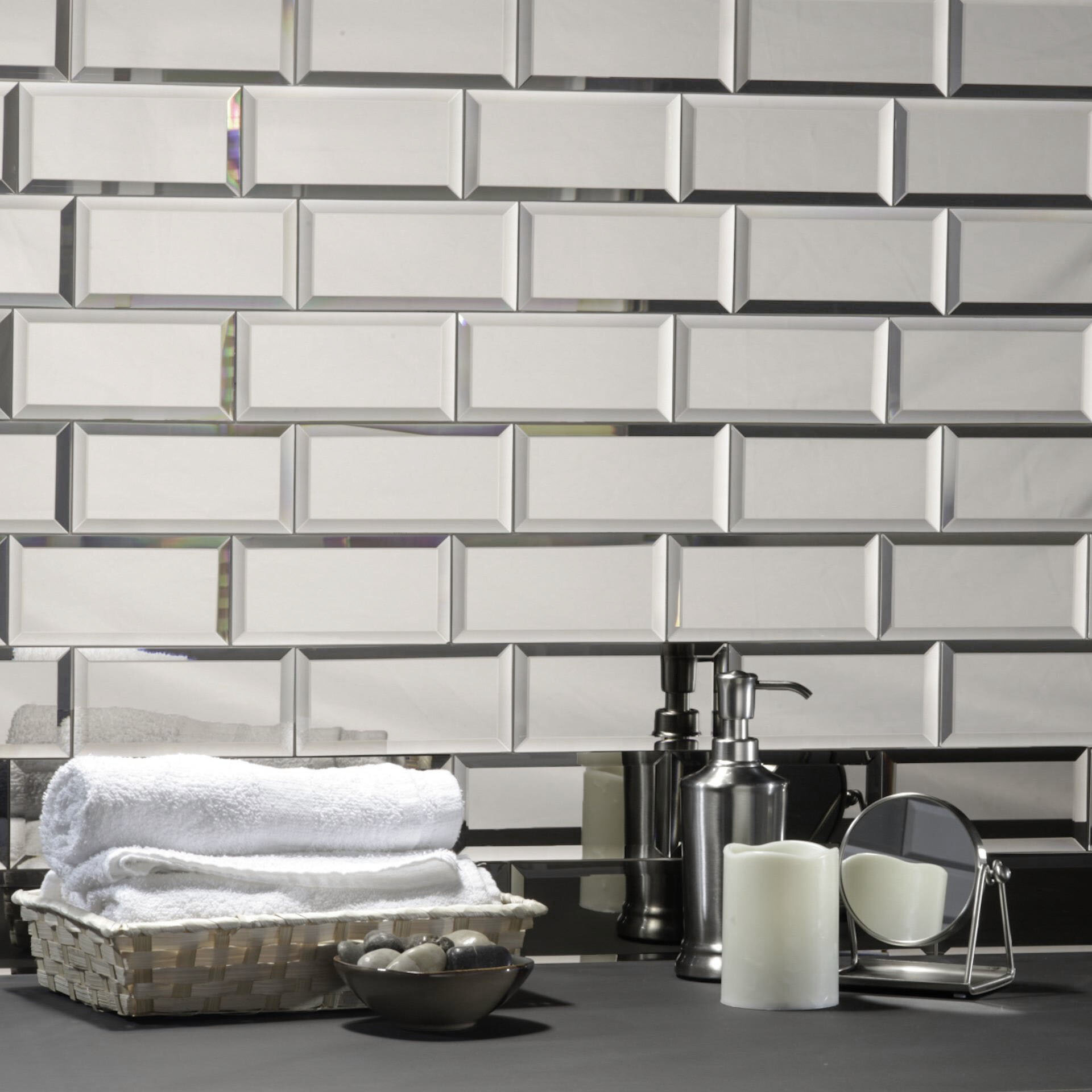 Mirror Tile for Backsplash, Wall, Shower