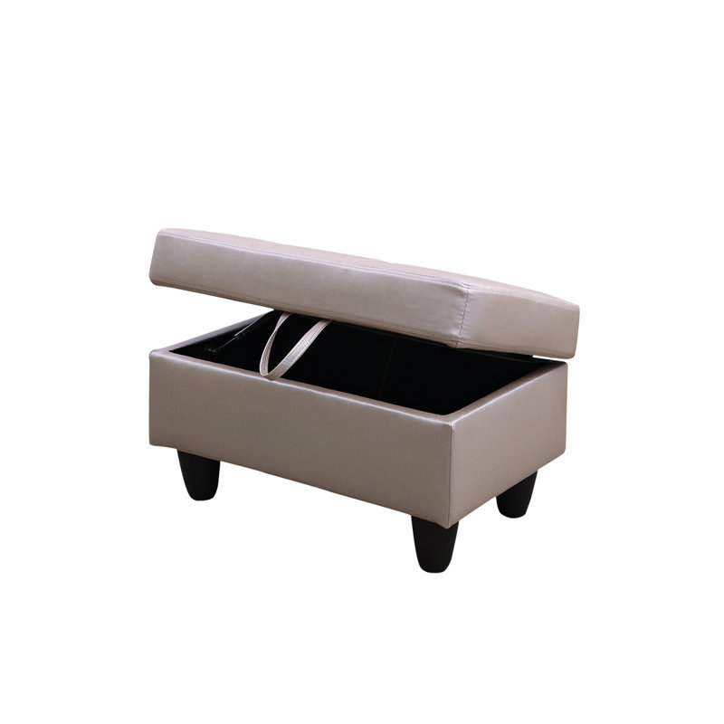 Faux Leather Upholstered Storage Bench, Latte