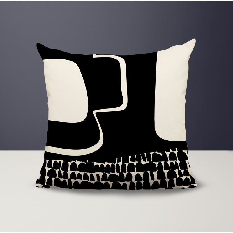 Coussin carré intérieur / extérieur pia, H 17 po x l 17 po, Black/Off-White