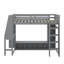 Lit mezzanine en bois avec bureau, étagères à rangement multiples, DEL et portemanteau suspendu-238801069