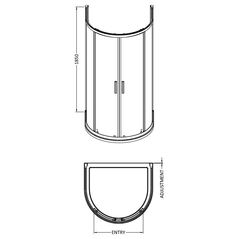 Pacific D Shape Shower Enclosure - 1850 x 1050 mm