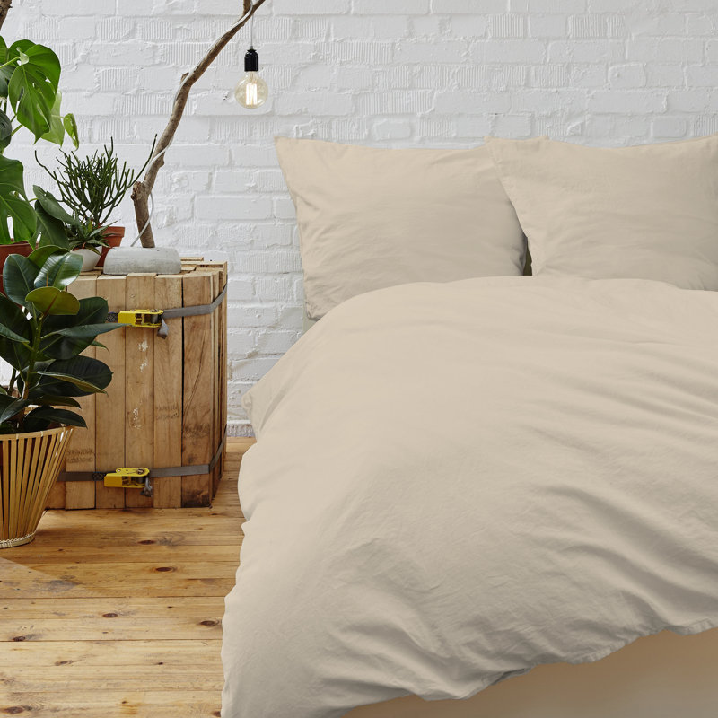 Flatweave Duvet Cover, Cream, King Comforter + 2 King Shams