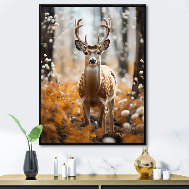Katrineholm " Katrineholm Deer Graceful Elegance ", Black Floater Framed, 44" H x 34" W x 1.5" D