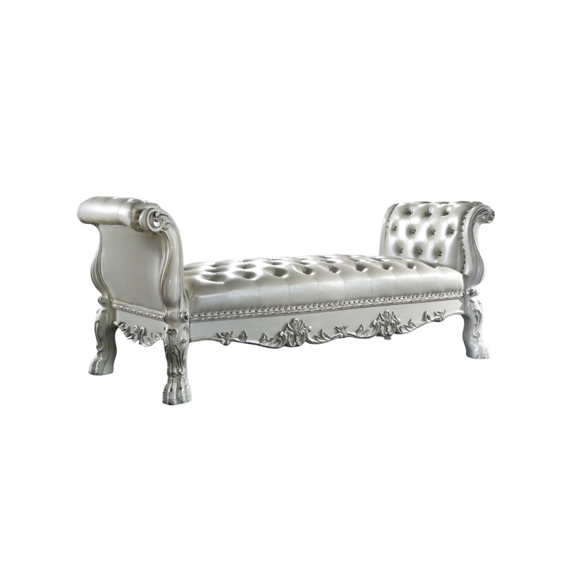 Banc en cuir synthétique Ardel, Blanc os, Blanc
